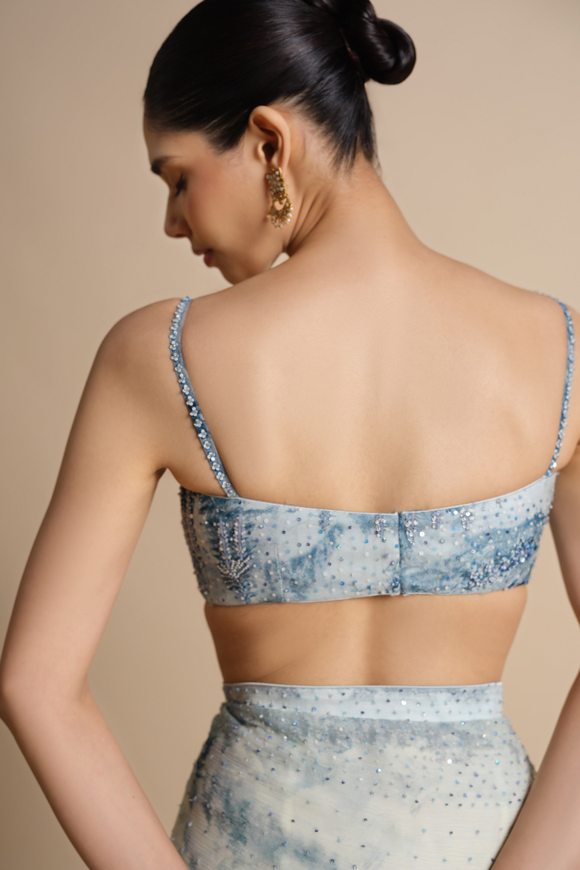 Morava Sequin Chiffon Saree - Powder Blue, Powder Blue, image 13